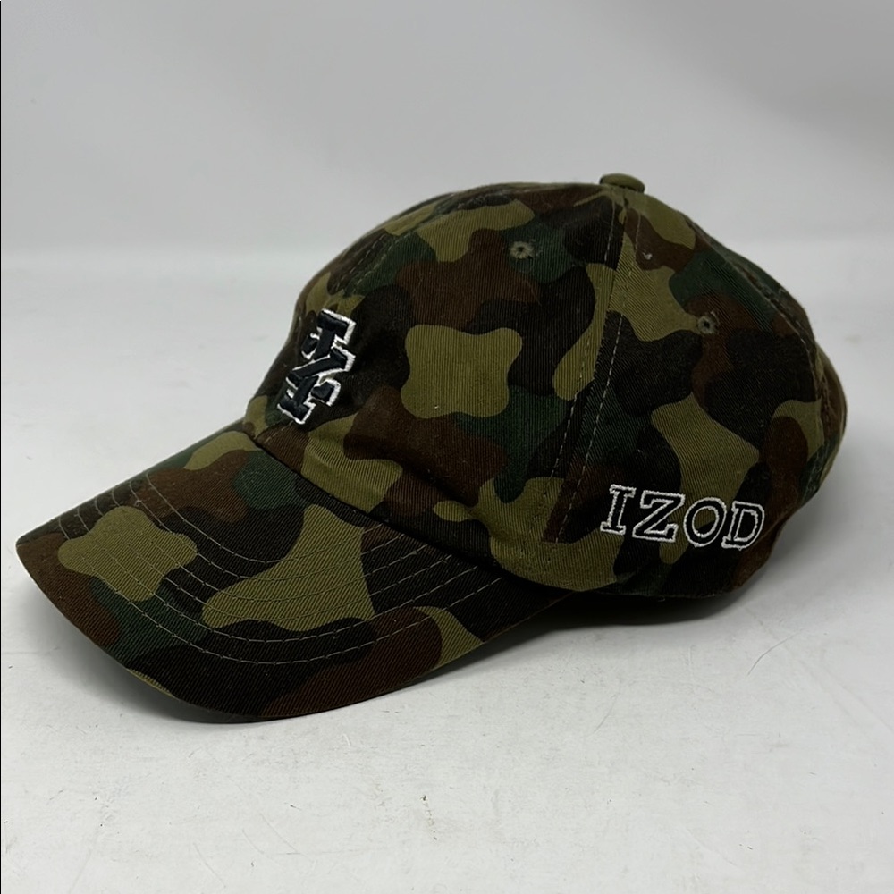 IZOD BASEBALL CAP CAMOUFLAGE VELCRO ADJUSTER 100% COTTON NWOT